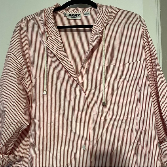 Vintage preppy red and white stripe DKNY dress or beach coverup - Picture 4 of 6